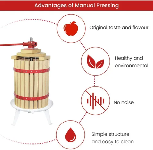 Vista 4 de Prensa de vino de frutas de 1.6 galones con 2 bolsas de filtro, trituradora de manzanas, uvas y bayas 100% natural, máquina manual para hacer jugos