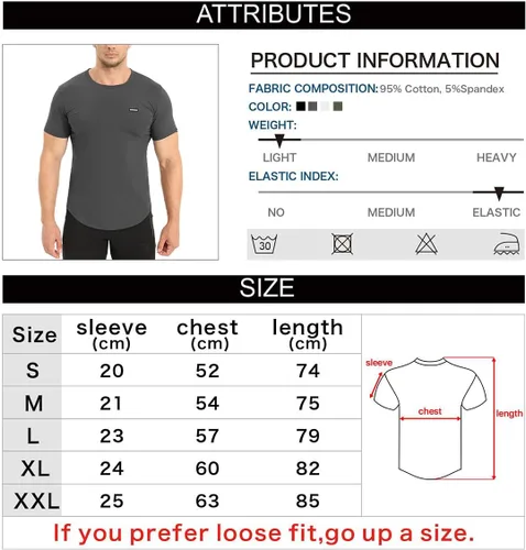 Vista 6 de BROKIG Camiseta de entrenamiento de gimnasio TDry Bold para hombre, ajuste casual, culturismo, camisas de manga corta para hombre