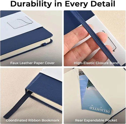 Vista 5 de SUIN Cuadernos rayados para el trabajo, la escuela y el diario, tapa dura, tamaño mediano A5 de 5.6 x 8 pulgadas, 160 páginas, papel grueso de 3.53