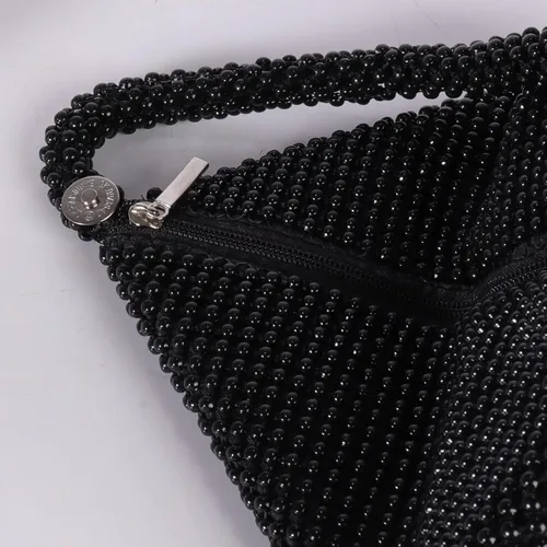 Vista 7 de ELEOPTION - Bolso de mano para mujer, diseño triangular, ideal para fiestas o graduaciones, negro
