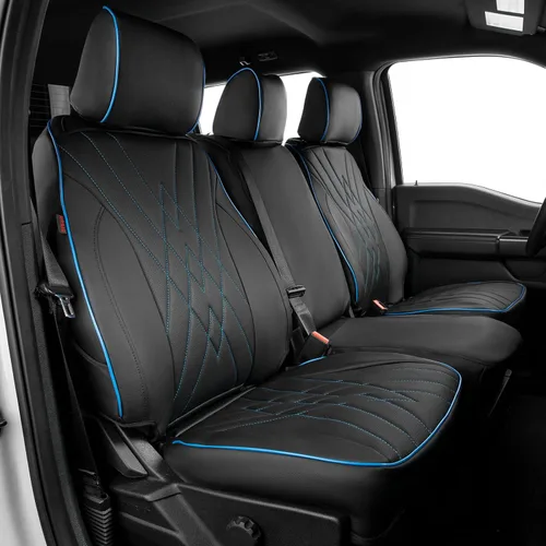 Vista 10 de EKR Fundas de asiento F150 personalizadas para Ford F-150 STX 2024-2026 y F150 XL/XLT 2021-2026 y Lariat 2021-2022 juego completo