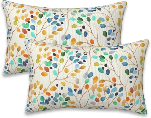 Vista 21 de Fundas de almohada Naqiuli azules florales de 16x16 pulgadas, juego de 2 fundas de almohada decorativas, fundas de cojín para dormitorio, sala