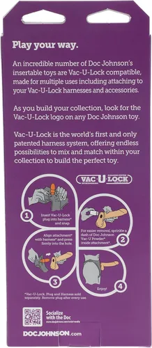 Vista 3 de Doc Johnson Vac-U-Lock - El consolador realista ULTRASKYN de 8 pulgadas - Compatible con máquina F y arnés - solo para adultos, caramelo