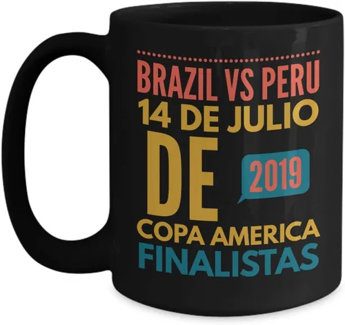 Vista 5 de Brasil vs Perú Futbol Taza de Cafe Vaso, taza café divertidas, tazas personalizadas, taza de café inspiradoras, taza con mensajes positivos.