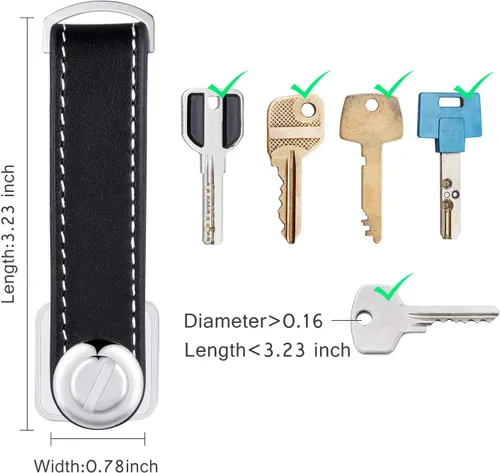 Vista 3 de 2 juegos de cuero organizador de llaves compacto plegable para llaves de bolsillo hasta 16 para hombres regalo del día del padre (negro, marrón)