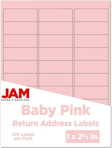 Vista 74 de Etiquetas de dirección de envío JAM PAPER - Rectangular - 1 1/3 x 4 - Rosa bebé pastel - 126/Paquete