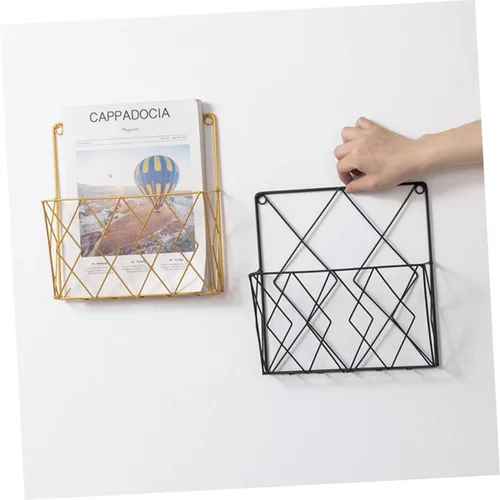 Vista 5 de Homoyoyo Estantería decorativa para oficina, cestas de almacenamiento de pared, soportes de estante de alambre, soporte para revistas, estante