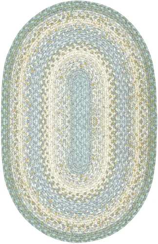 Vista 17 de Alfombras de Área Ovaladas Baja Blue, 5x8' - Hechas a Mano con Tela de Algodón, Decoración Relajante de Campo Costero, Perfectas para Salas de Estar