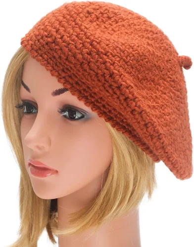 Vista 4 de ZLYC Boina holgada de lana de invierno para mujer, boina tejida a la moda