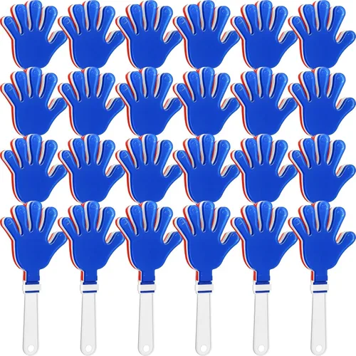 Vista 8 de 24 pinzas de mano amarillas Sunburst de 7.5 pulgadas que hacen ruido, regalos de fiesta, aplausos de plástico, eventos deportivos, felicitaciones