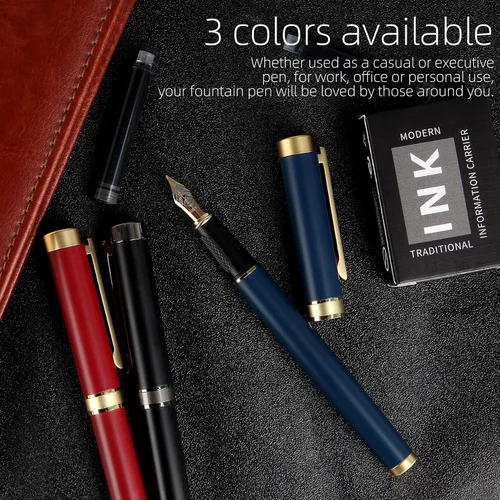 Vista 7 de Pluma estilográfica, pluma de lujo, bonito regalo de bolígrafo, cobre puro, sensación pesada, bolígrafo ejecutivo de oficina, bolígrafos de Negro