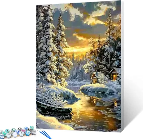 Vista 9 de Tucocoo Pintura enmarcada de árbol en forma de corazón por números para adultos principiantes, campo de rosas rojas al atardecer, kit de pintura