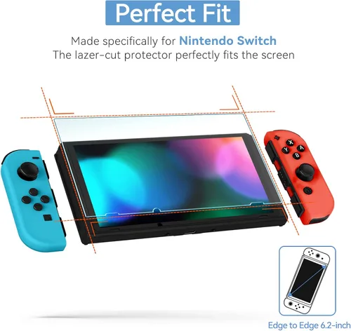 Vista 6 de ivoler Protector de pantalla de vidrio templado para Nintendo Switch, protector de pantalla de filtro de pantalla de luz azul con marco