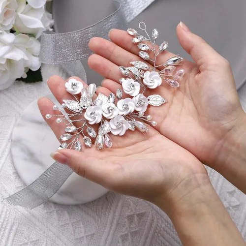 Vista 2 de Catery Diadema con diamantes de imitación para novias (plateado)