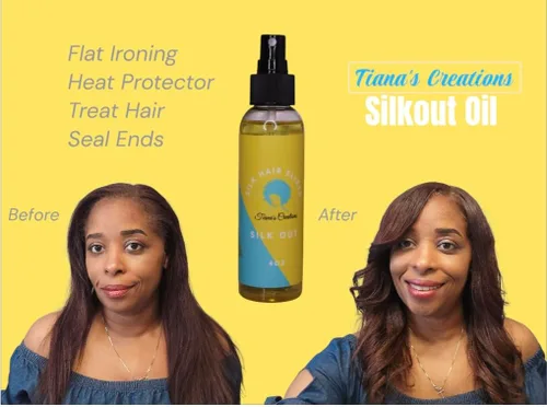 Vista 8 de TIANA'S CREATIONS Elixir de seda con semilla de uva y girasol, protector de calor, prensa de seda, reductor de frizz y puntas abiertas, brillo