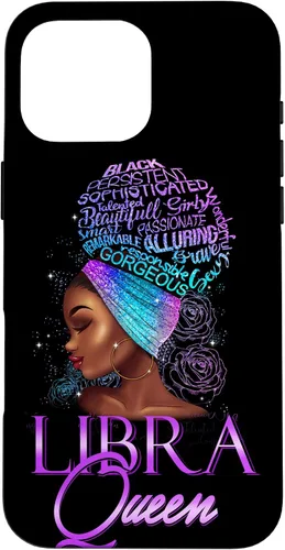 Vista 19 de Purple Libra Queen African American Woman Septiembre Octubre Funda para iPhone 17
