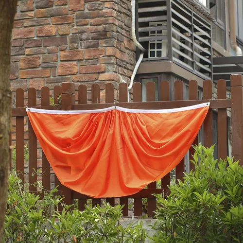 Vista 4 de Bandera de abanico plisada de color liso naranja de 3 x 6 pies, 2 banderas de abanico plisadas en color naranja puro para interiores y exteriores