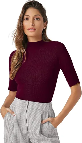 Vista 3 de PrinStory Camisetas de manga corta para mujer, para otoño, de negocios, elegantes, casuales, sin botones, a la moda 2023