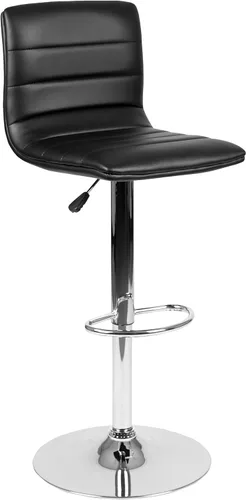Vista 24 de Flash Funiture silla de bar ajustable con base cromada, Vinilo, Gris