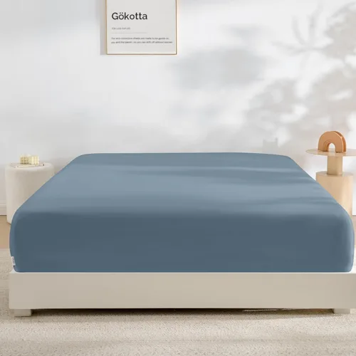 Vista 26 de Gokotta Sábana bajera ajustable y funda de almohada de rayón de bambú, sábana refrescante súper suave con 4 correas elásticas en las esquinas