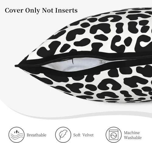 Vista 5 de Funda de almohada cuadrada decorativa de terciopelo con estampado de leopardo, guepardo y negro, de 18 x 18 pulgadas, para cama, sofá, sala