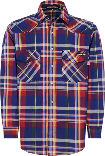 Vista 21 de BOCOMAL Men's FR Shirts 7.5oz Flame Resistant Welding Shirt NFPA2112 CAT2 Cuadros azul marino/blanco