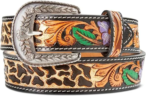 Vista 7 de ARIAT Cinturón floral juvenil con incrustaciones pintadas Marrón/Turquesa
