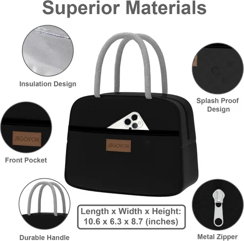 Vista 5 de JBGOYON® Juego de lonchera Bento, 3 recipientes apilables para adultos y niños, incluye bolsa de almuerzo, a prueba de fugas y sin BPA, juego