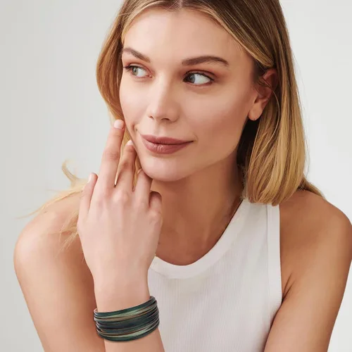 Vista 6 de Long tiantian Pulseras apilables para mujer, pulseras de cuero para mujer, joyería occidental para mujer