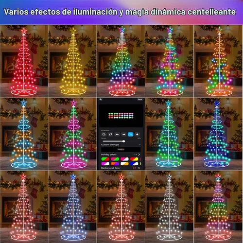 Vista 3 de Luz LED inteligente para árbol de Navidad de 4 pies, luces preiluminadas para árbol de Navidad Cambia