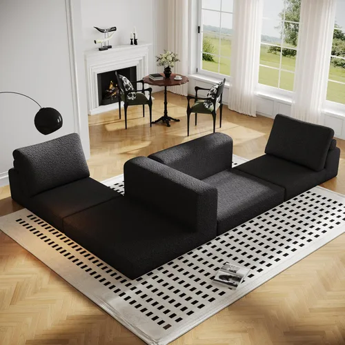 Vista 7 de Sofá seccional modular en forma de nube, sofá modular de combinación DIY para sala de estar, sofás de asiento de amor tejidos únicos con 2