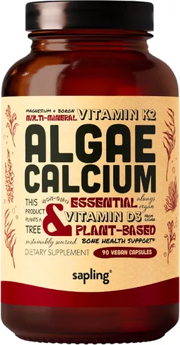 Vista 5 de Vegano Omega 3 180 cápsulas blandas y algas Calcio y Vitamina B Complejo Bundle – DHA y EPA a base de plantas, suplemento de calcio de algas rojas