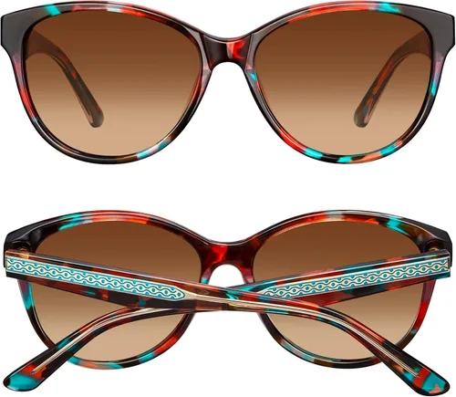 Vista 9 de CARFIA Cateye Polarized Sunglasses for Women UV Protection, Italy Handcrafted Acetate Frame with Embossed Pattern Wire Core