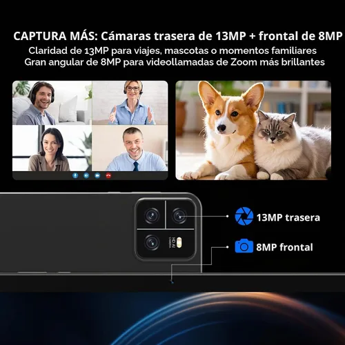 Vista 8 de Tableta, tabletas Android 15 de 10.1 pulgadas con Octa-Core, 16 GB de RAM + 64 GB ROM 512 GB TF Tabletas compatibles con GMS, batería de 7000 mAh