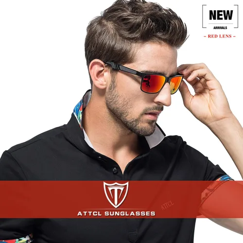 Vista 2 de ATTCL Lentes de sol retro con marco de metal, lentes polarizados para conducir, viajar, con marco de metal Al-Mg ultra ligero para hombre