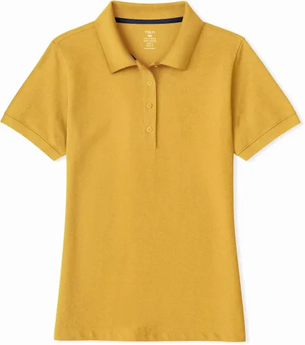 Vista 6 de TSLA Camisa polo clásica de manga corta para mujer, camisa de verano con cuello piqué de algodón dinámico, mezcla de algodón