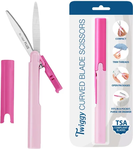 Vista 13 de Plus Tijeras Compactas Estilo Bolígrafo Twiggy con Tapa, Blanco