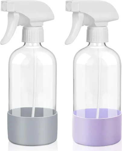 Vista 15 de UUJOLY Botella pulverizadora de plástico de 17 onzas, botellas de spray vacías, recipiente transparente recargable para agua, aceites esenciales