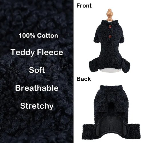 Vista 2 de Pijamas de forro polar para perros pequeños, ropa de cachorro de 4 patas para perro, pijamas para perros pequeños para otoño e invierno, ropa cálida