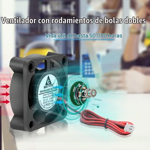 Vista 6 de GDSTIME Ventilador 4010 12 V 1.575 in x 0.394 in 2 pines doble bola DC sin