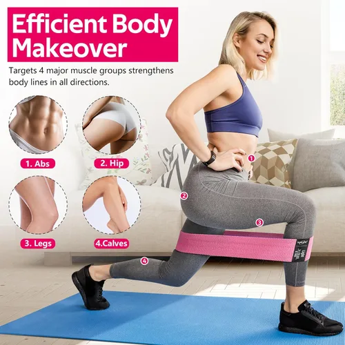 Vista 3 de WALITO Bandas de Resistencia para Entrenamiento, Bandas de Ejercicio de Tela para Piernas y Glúteos, Bandas de Entrenamiento para Mujeres y Hombres