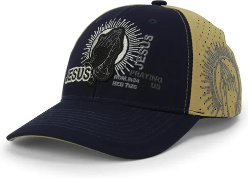 Vista 23 de Trendy Apparel Shop Gorra de bola cristiana bordada a mano Only Jesus Praying Azul marino