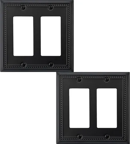 Vista 28 de OKAWYC Belaire - Cubierta para interruptor de luz de decoración individual, placa de pared de metal con cuentas, paquete de 4 unidades de bronce