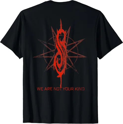 Vista 3 de Slipknot Camiseta oficial con parche rojo con texto en inglés «We are Not Your Kind», talla S