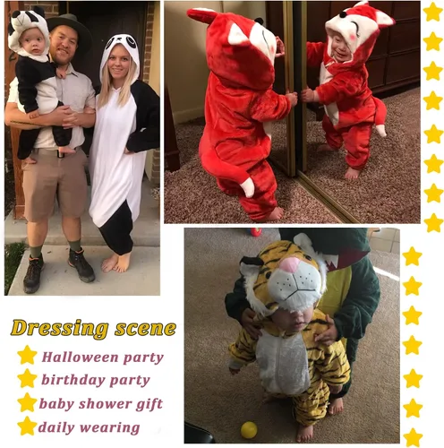 Vista 8 de TONWHAR Unisex-Baby Animal Onesie Costume Cartoon Animal Outfit Homewear Kids' One-Piece Rompers