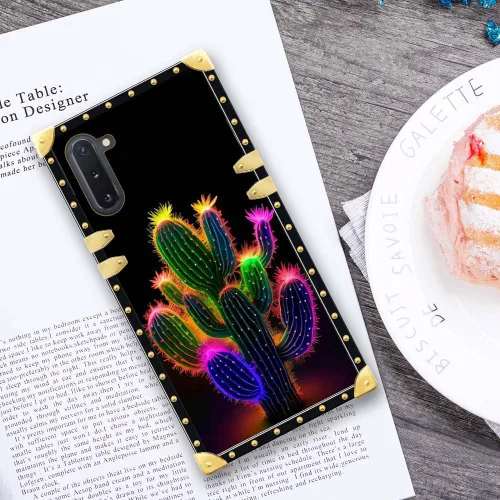Vista 4 de DAIZAG Funda compatible con Samsung Galaxy Note 10, diseño colorido de cactus dorado, funda protectora de TPU suave antiarañazos