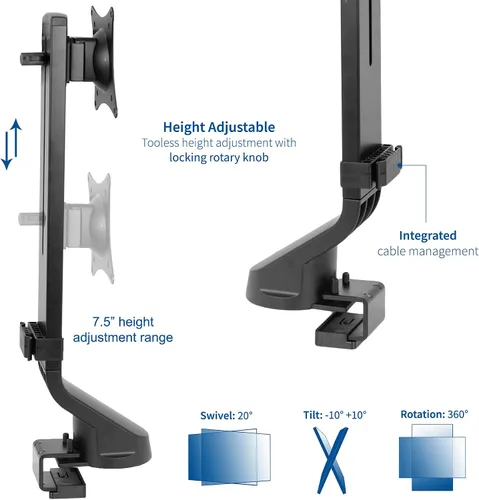Vista 3 de VIVO Soporte ajustable para monitor individual para estación de trabajo de pie, convertidor de escritorio, brazo de monitor para 1 pantalla de hasta