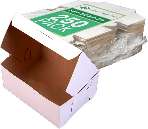 Vista 16 de SCT - Cajas para panadería blancas de una pieza, sin ventana, 4 x 2 x 5.5 pulgadas, blanco, papel, 250