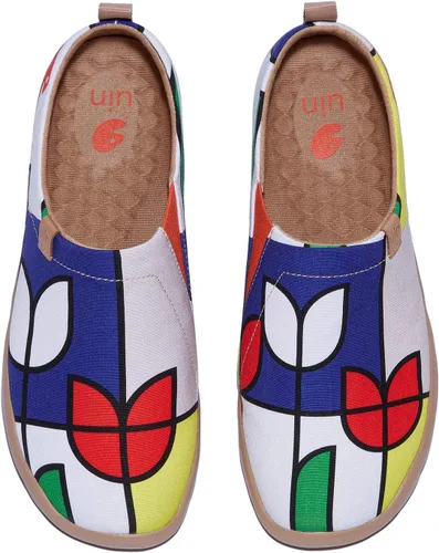 Vista 88 de UIN Mocasines casuales para mujer, de viaje, pintados, para caminar, ligeros, cómodos, de lona, tenis de moda