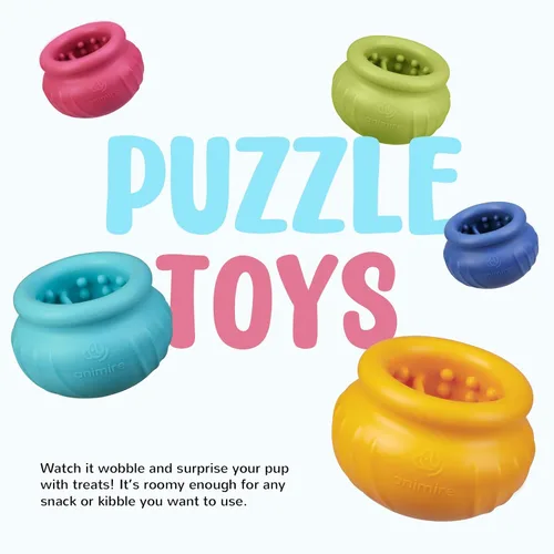 Vista 9 de Wobbly - Juguete de enriquecimiento para perros, cuenco congelado rellenable para mantener ocupados a los perros, juguete interactivo de larga Rosa